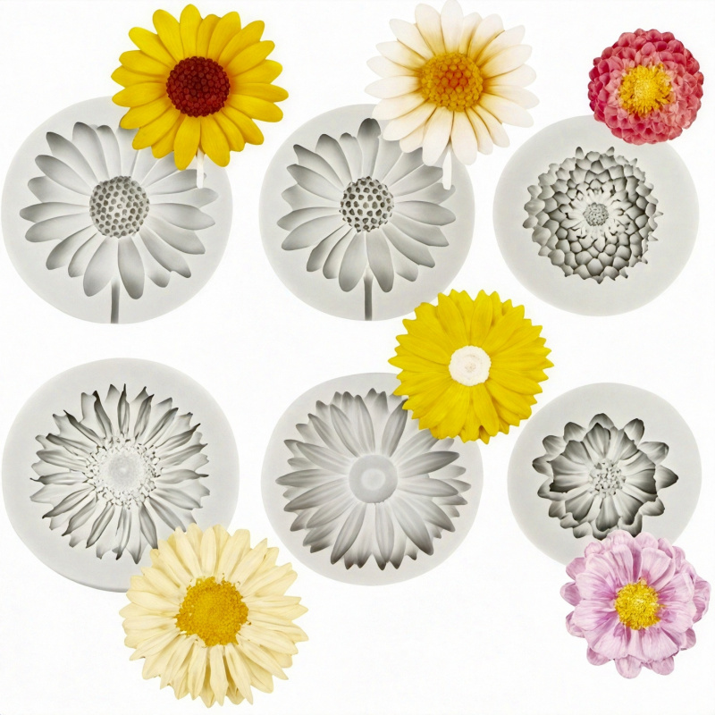 Candle Making Moulds - 6 stuks, zonnebloem madeliefje siliconen mal,